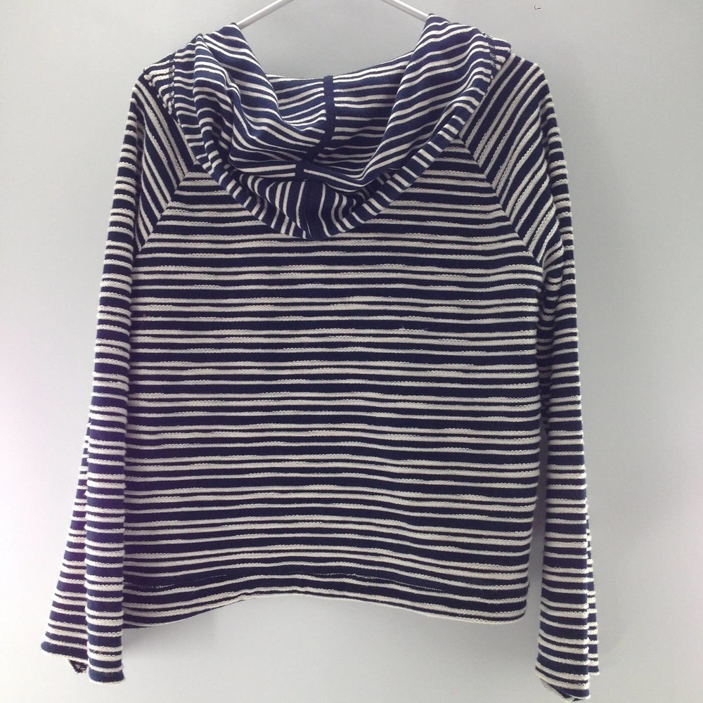 Sanctuary Women's Black White Striped Textured Hooded Drawstring Blouse … - Picture 2 of 8